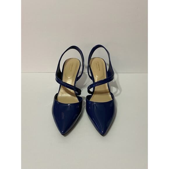 NWOB LIZ CLAIBORNE WOMENS 8.5 Navy Blue Patent Leather Pumps Office Career NEW - Picture 2 of 6